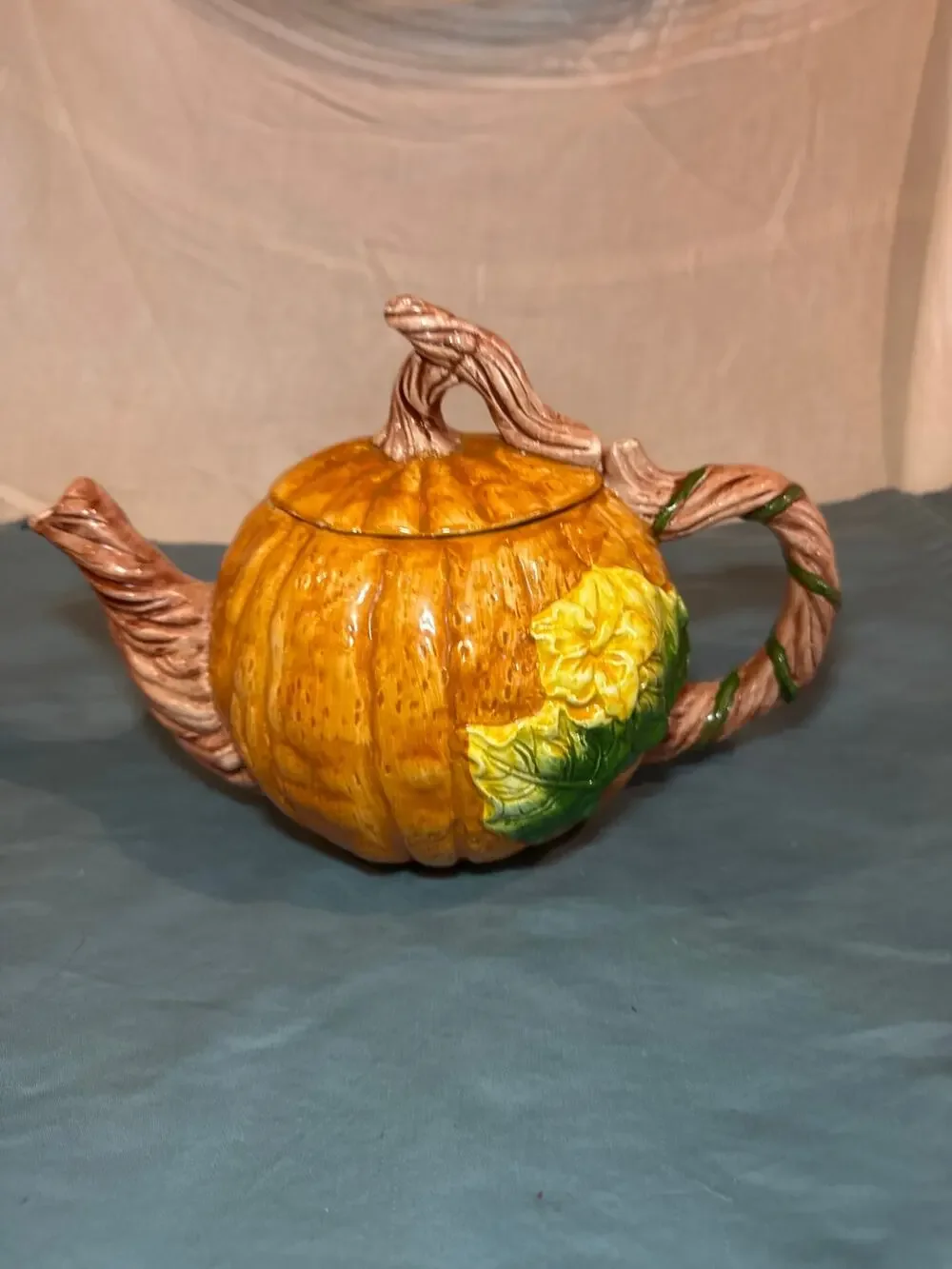Vintage Regent Gallery Ceramic Pumpkin Teapot Fall Harvest Thanksgiving Tea Pot